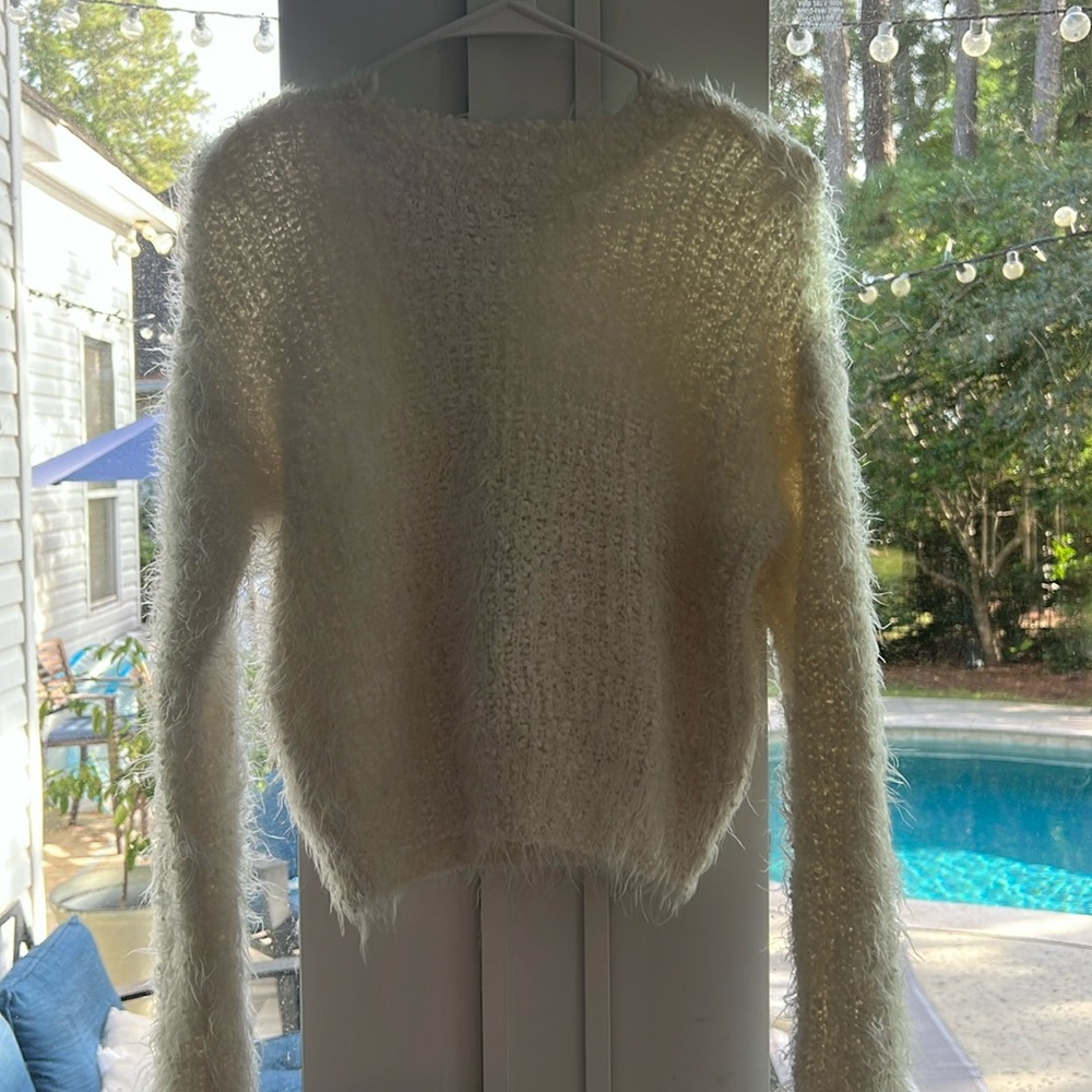White fluffy sweater